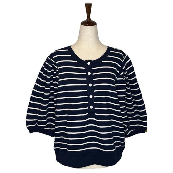 Rails Dom Sweatshirt Womens L Navy White Stripe Crewneck Comfort Chic NWT $158 - Picture 2 of 9